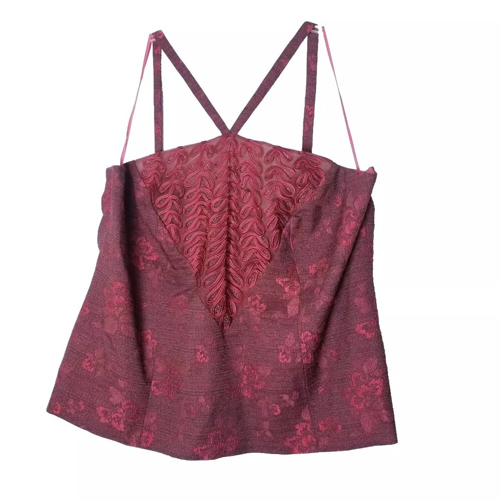 Elite Champagne Top Women Plus Size 22 Wine Red Beaded Sleeveless